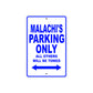Malachi's Name Parking Only All Others Will Be Towed Sign