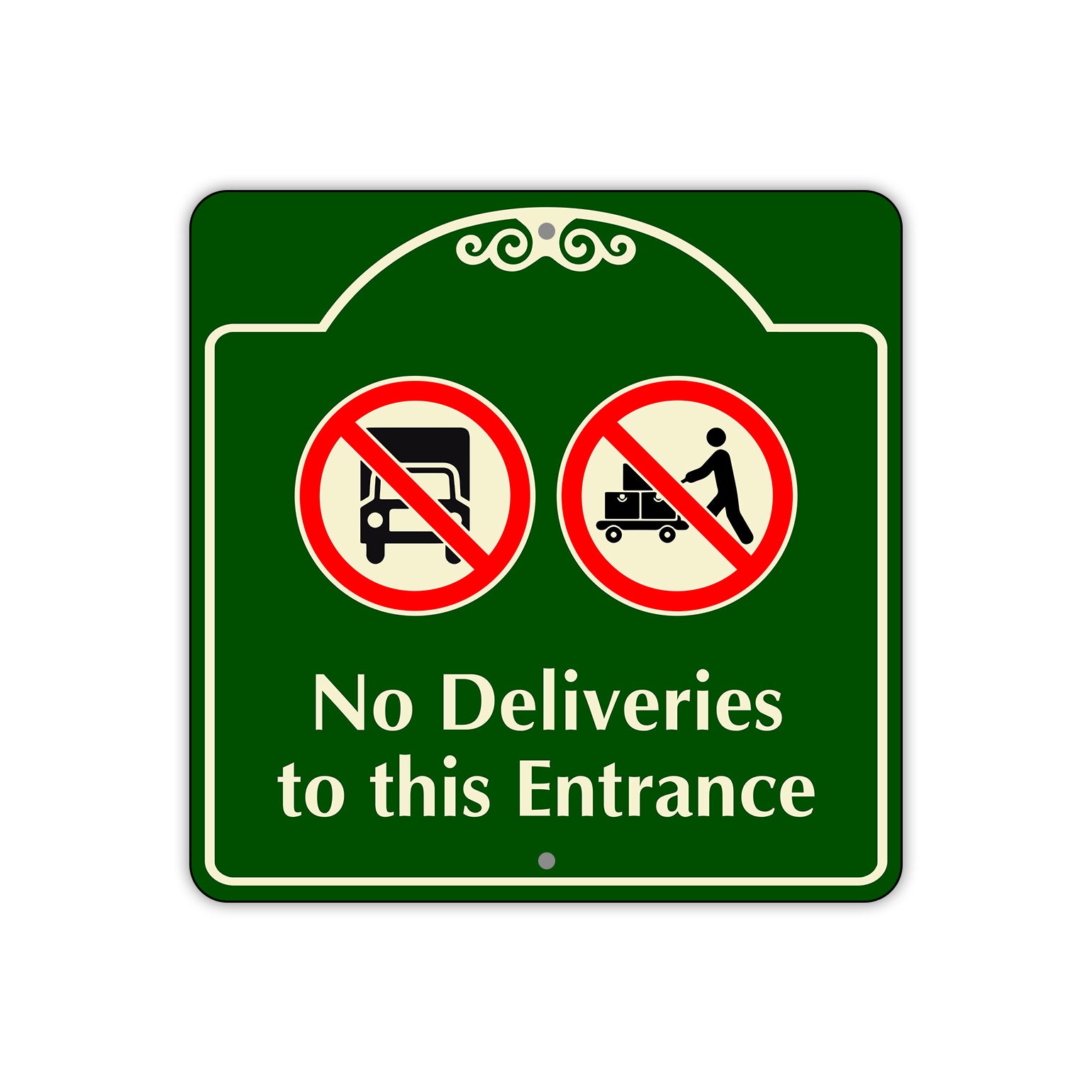No Deliveries to this Entrance Square Sign