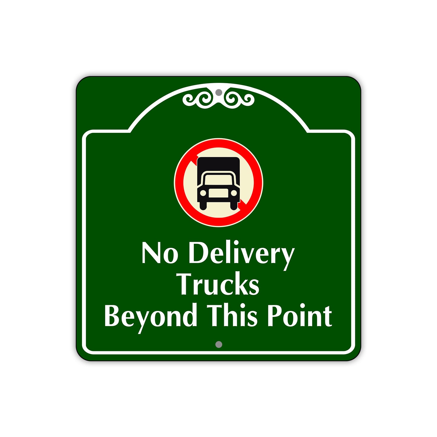 No Delivery Trucks Beyond This Point Square Sign