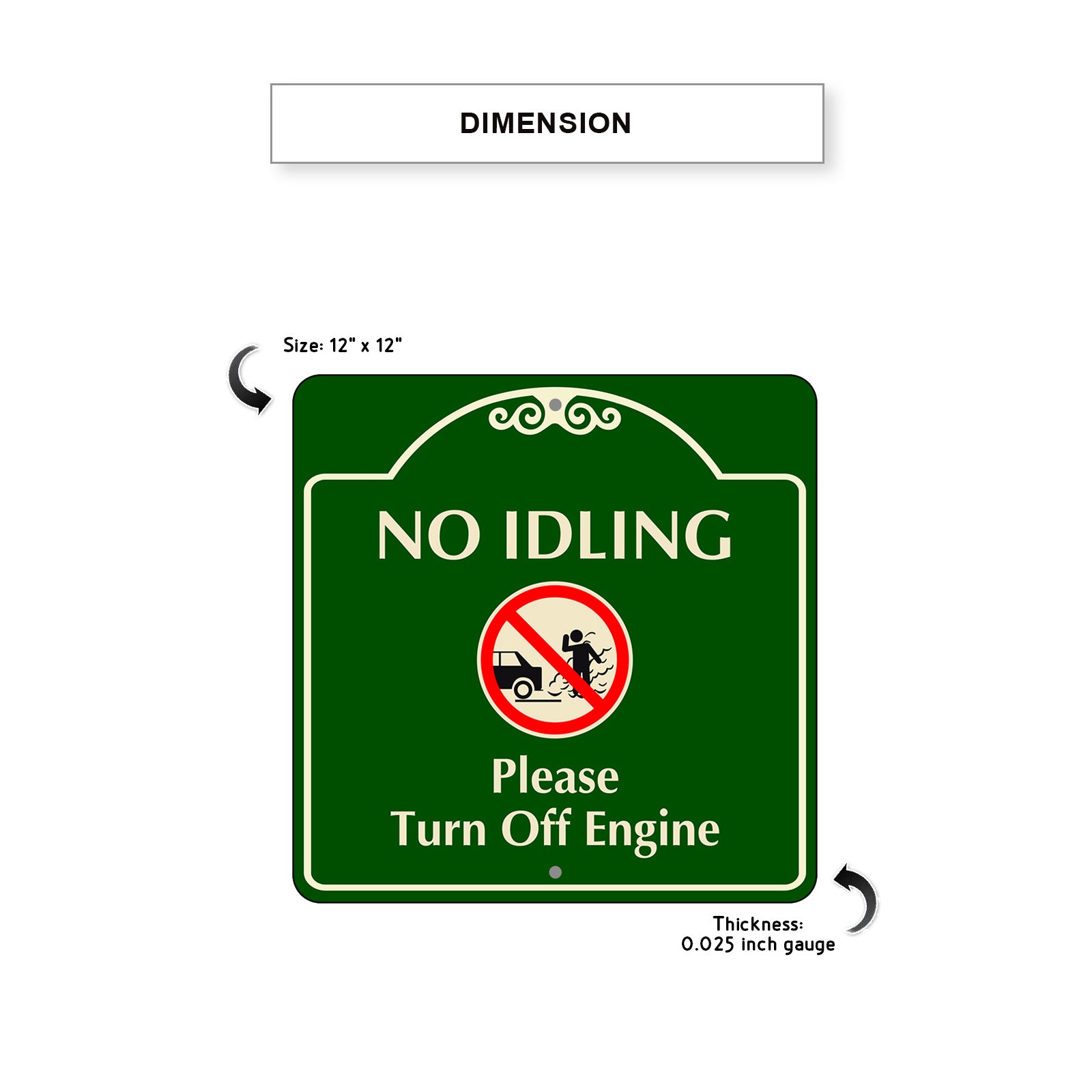 No Idling Please Turn Off Engine Sign Dimension