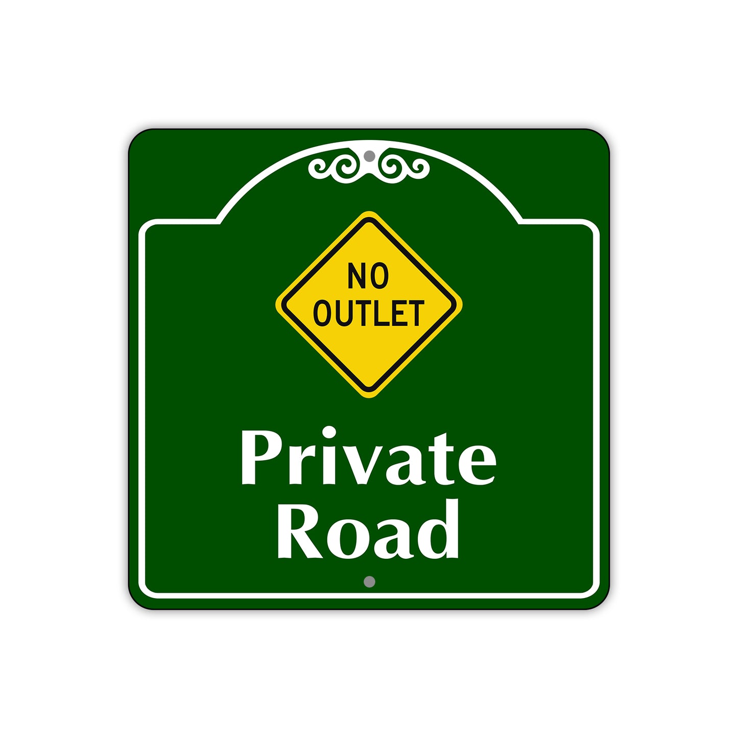 No Outlet Private Road Square Aluminum Sign