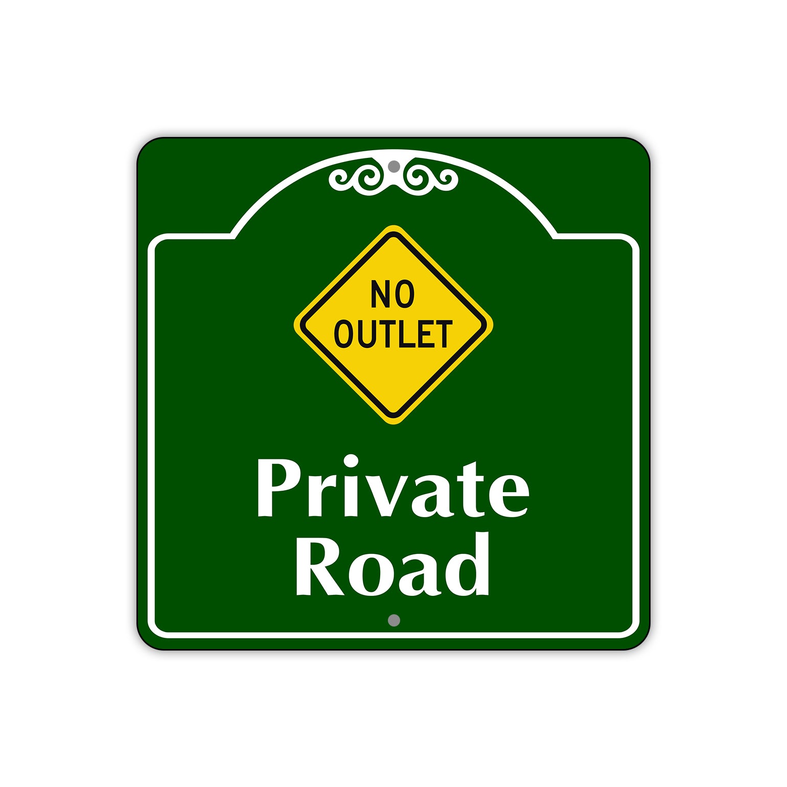 No Outlet Private Road Square Aluminum Sign