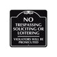 No Trespassing Soliciting or Loitering Metal Sign 
