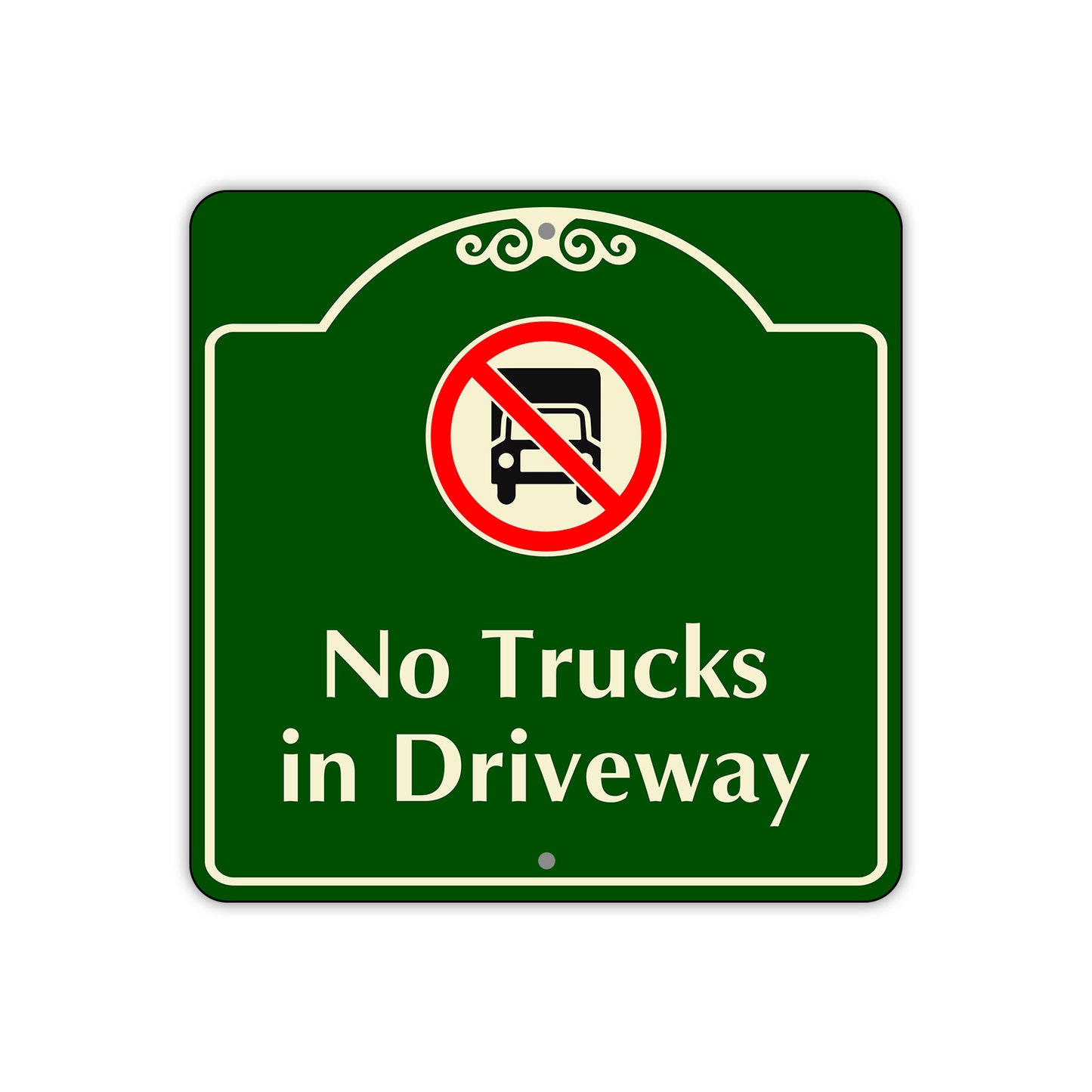 No Trucks in Driveway Square Sign