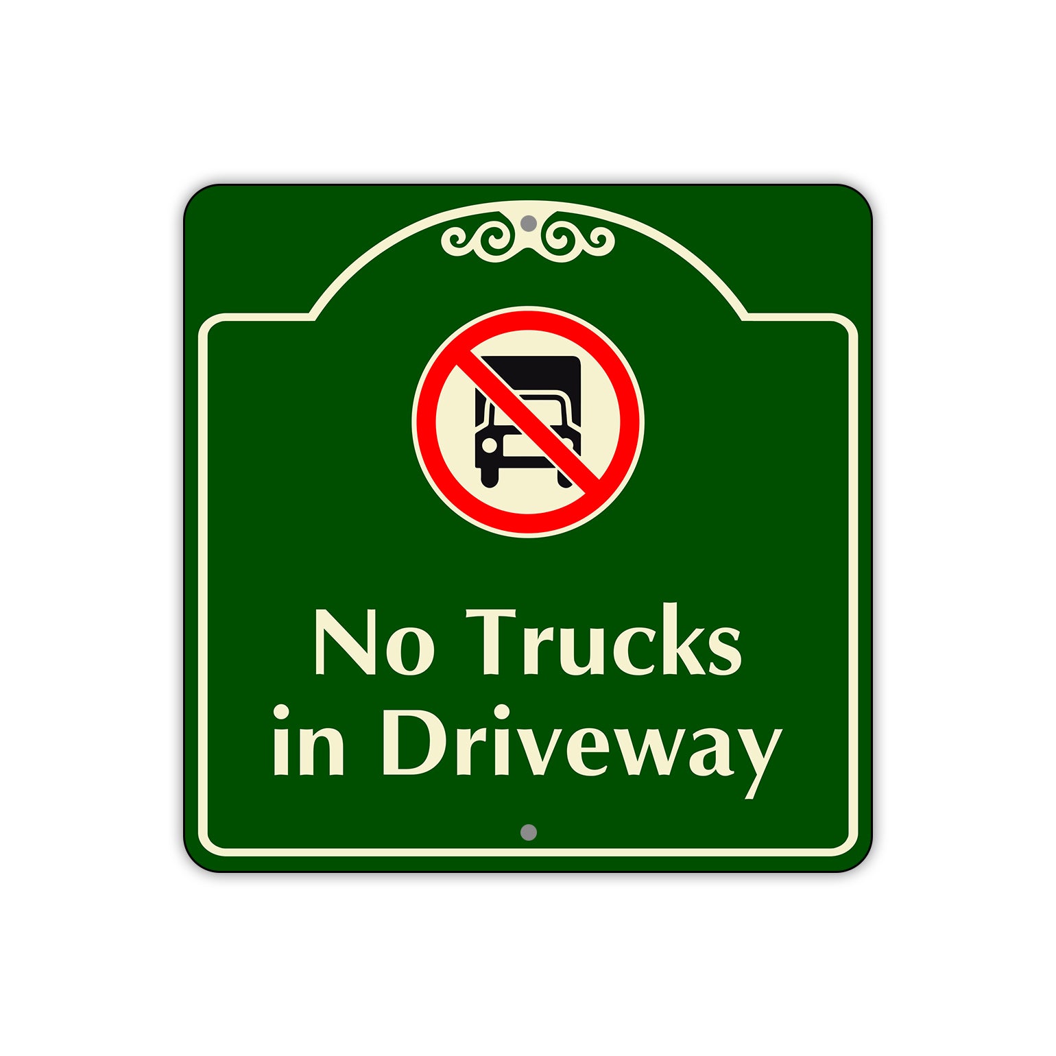 No Trucks in Driveway Square Sign