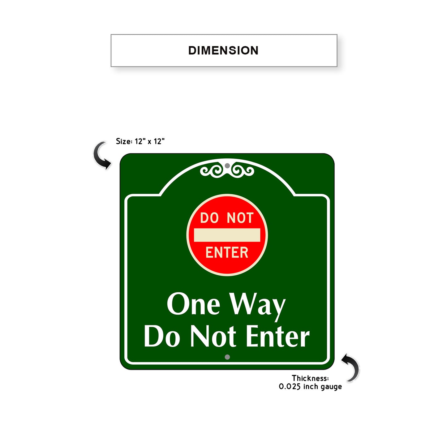 One Way Do Not Enter Square Sign Plate Dimension