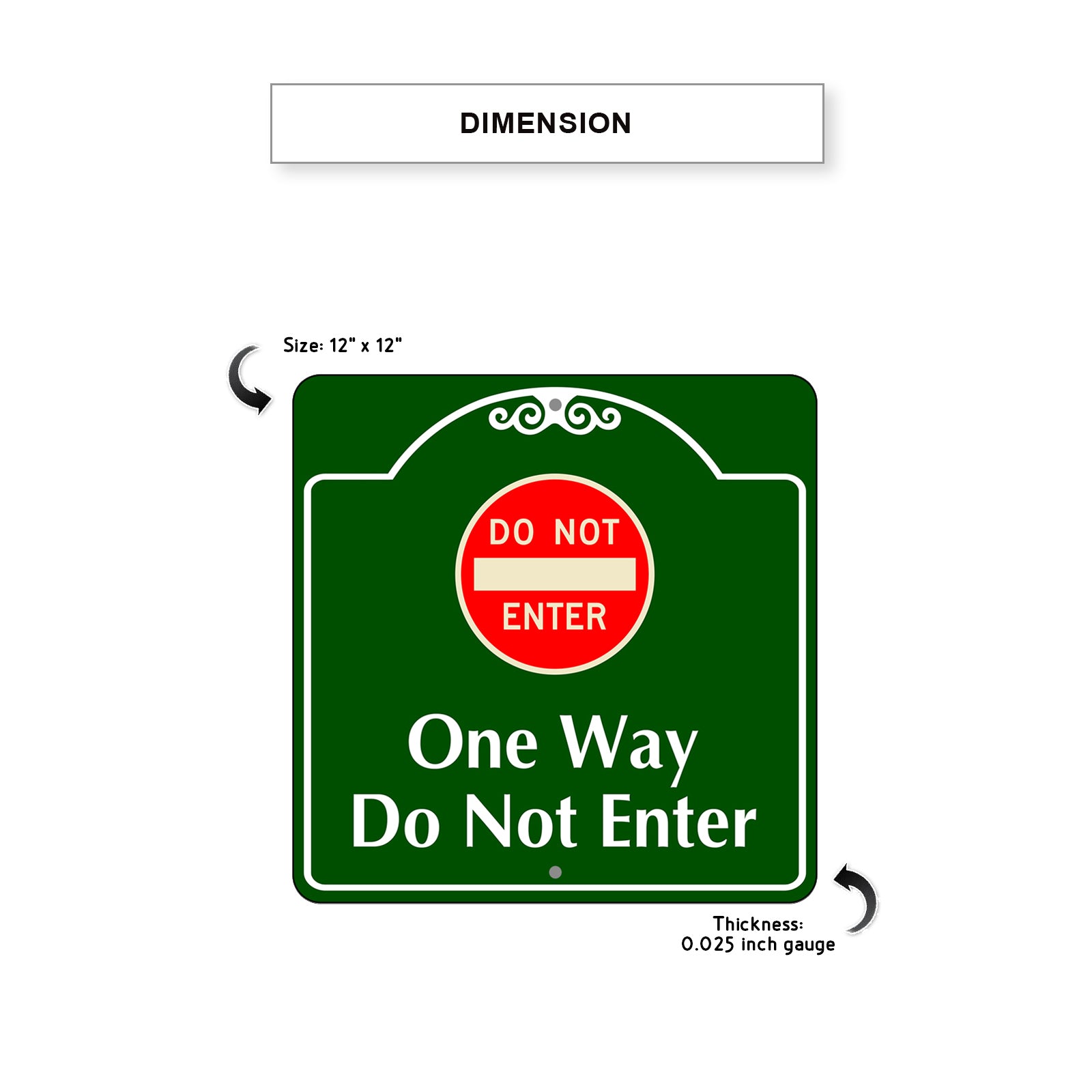 One Way Do Not Enter Square Sign Plate Dimension
