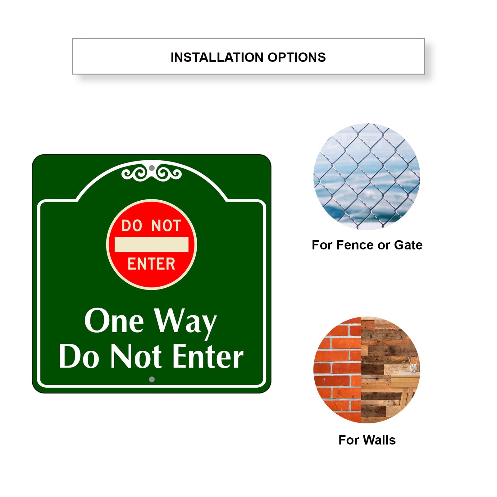One Way Do Not Enter Square Sign Plate Installation Options