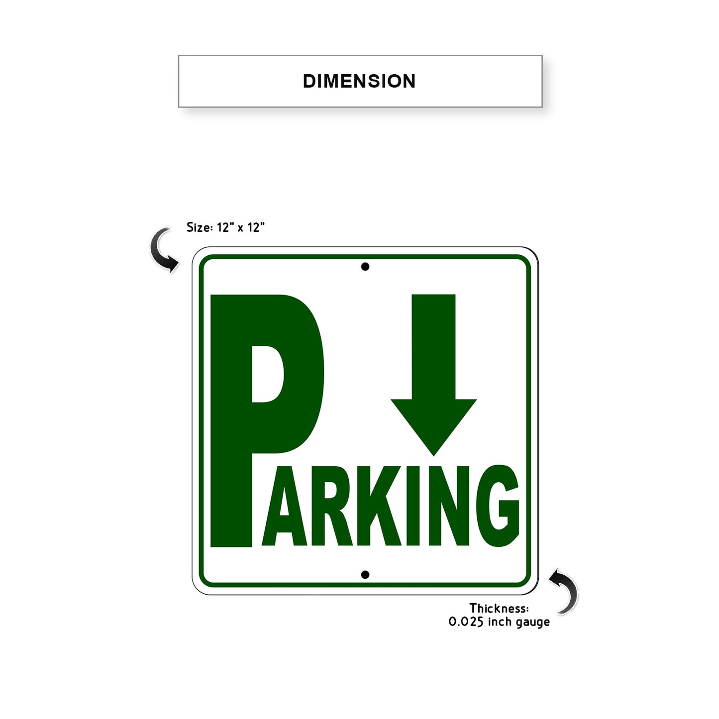 Parking Down Side Reserved Parking Metal Sign Dimension
