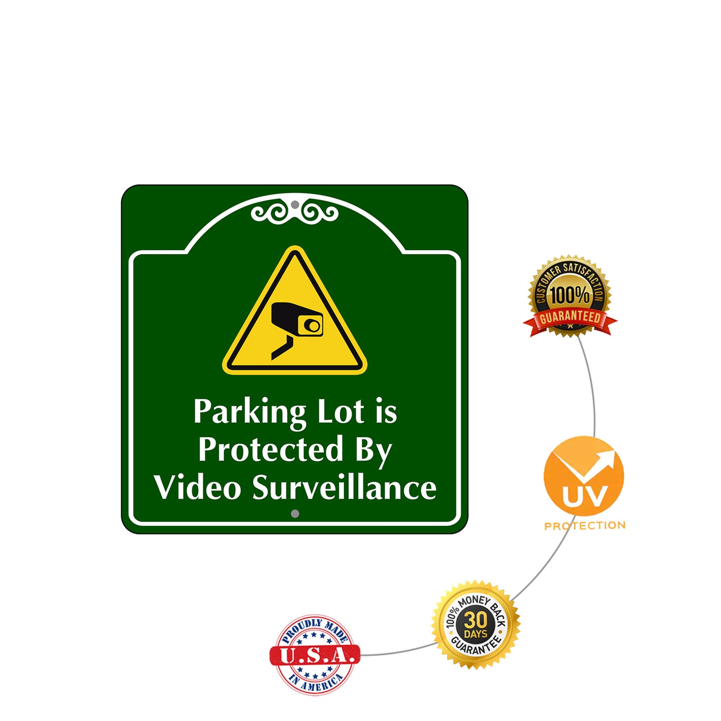 Parking Lot is Protected by Video Surveillance Square Sign Protection