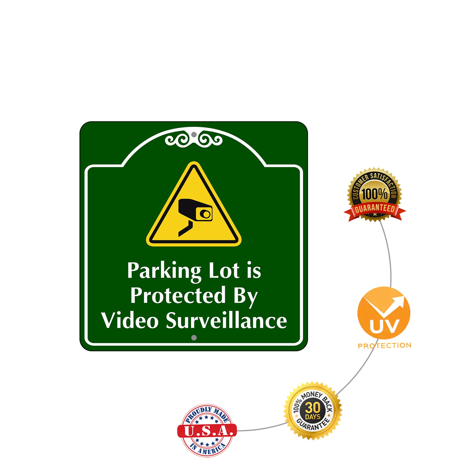 Parking Lot is Protected by Video Surveillance Square Sign Protection