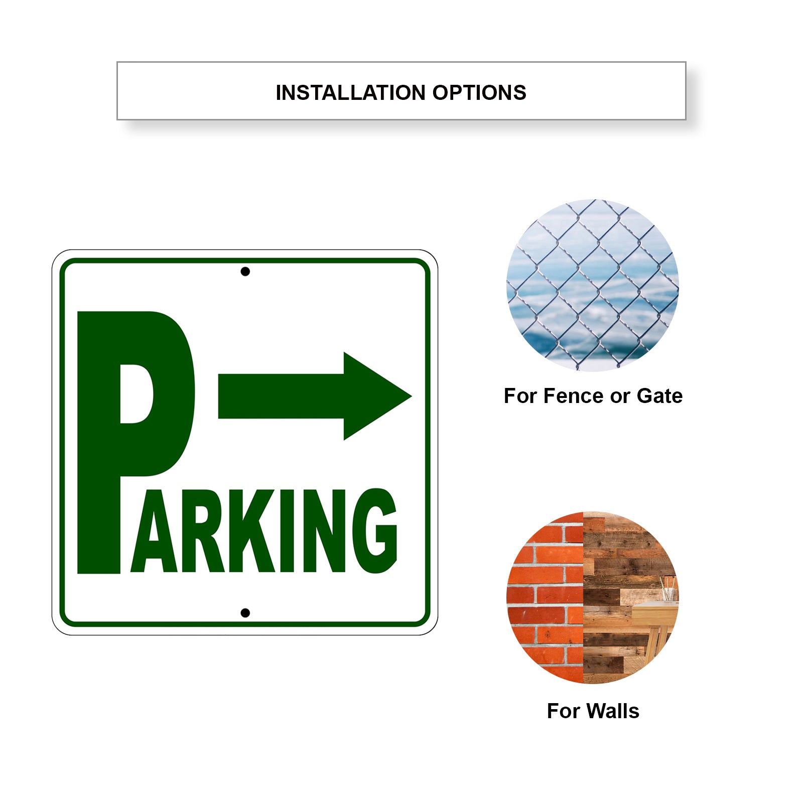 Parking Right Arrow Reserved Parking Metal Sign Installation Options