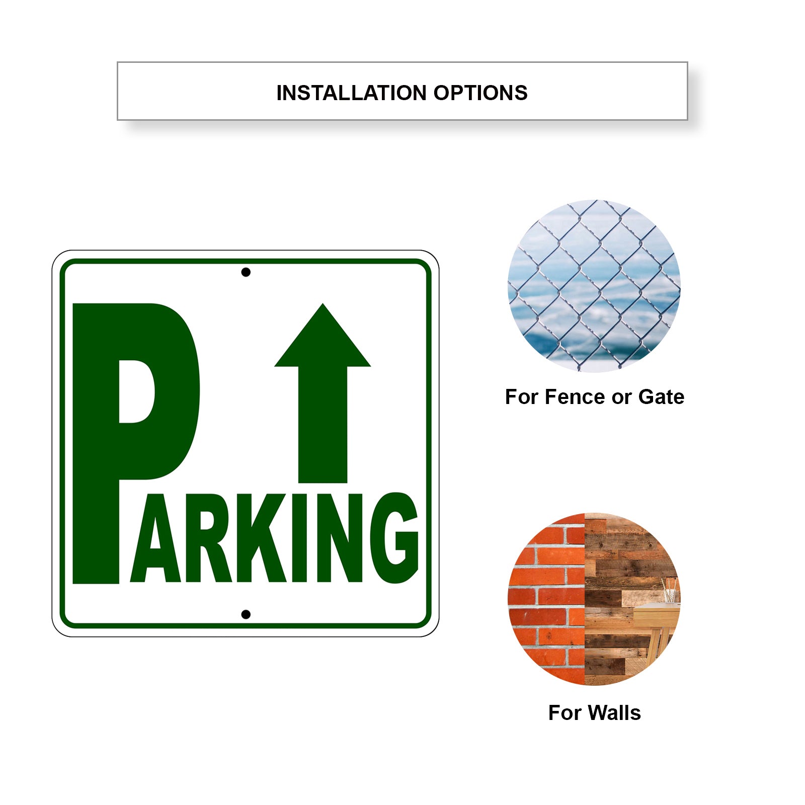 Parking Up Side Reserved Parking Metal Sign Installation Options