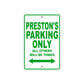 Perston's Name Parking Only All Others Will Be Towed Sign Plate