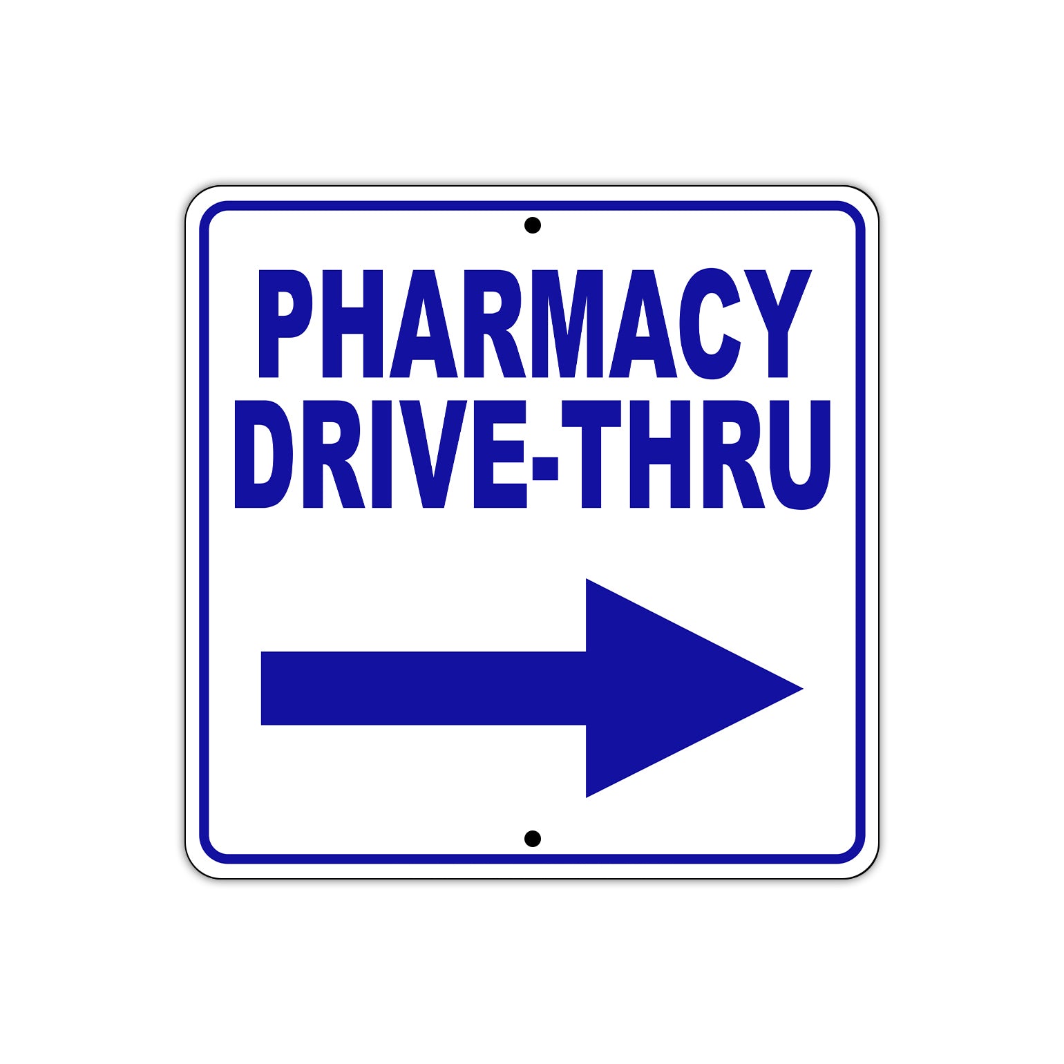 Pharmacy Drive-Thru Right Side Directional Metal Sign Plate