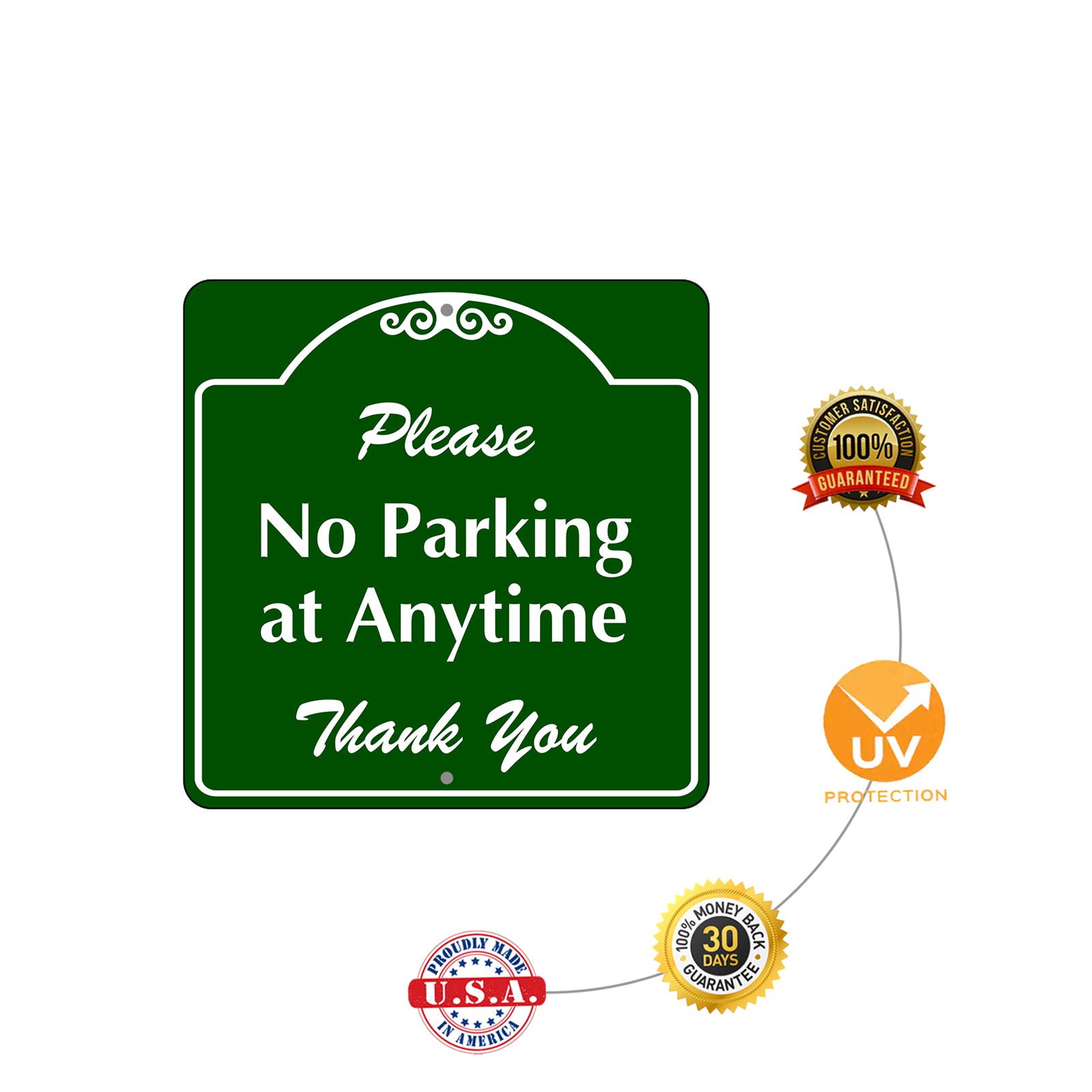 Please No Parking at Anytime Square Aluminum Metal Sign 