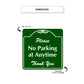 Please No Parking at Anytime Square Aluminum Metal Sign Dimensions