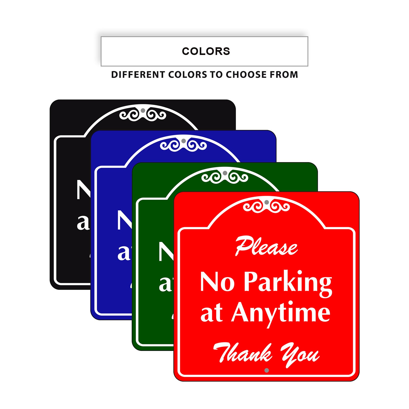 Please No Parking at Anytime Square Signs