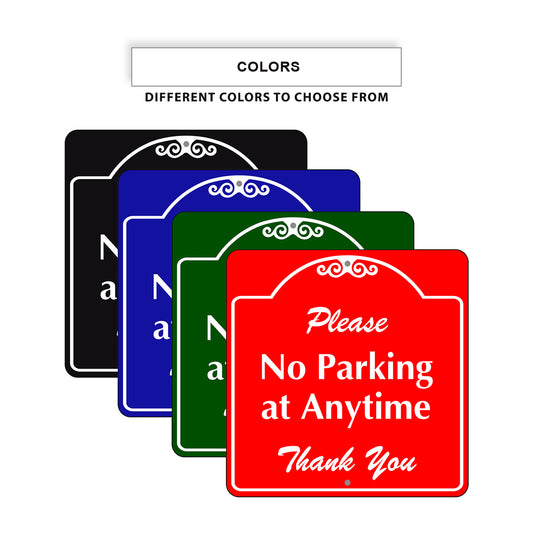 Please No Parking at Anytime Square Signs