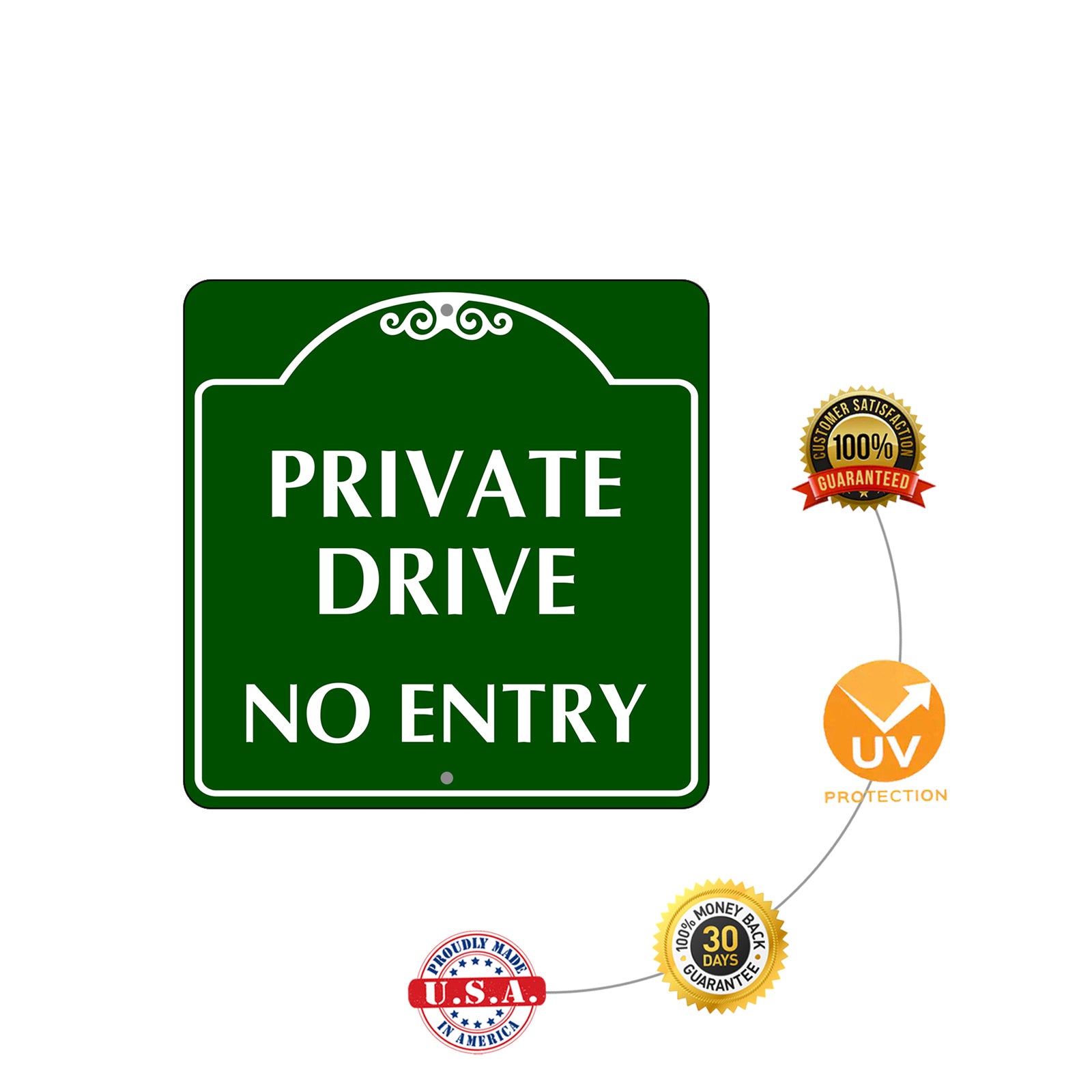 Private Drive No Entry Metal Sign Protection