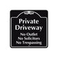 Private Driveway No Outlet No Solicitors No Trespassing Metal Sign