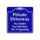 Private Driveway No Outlet No Solicitors No Trespassing Metal Sign Plate