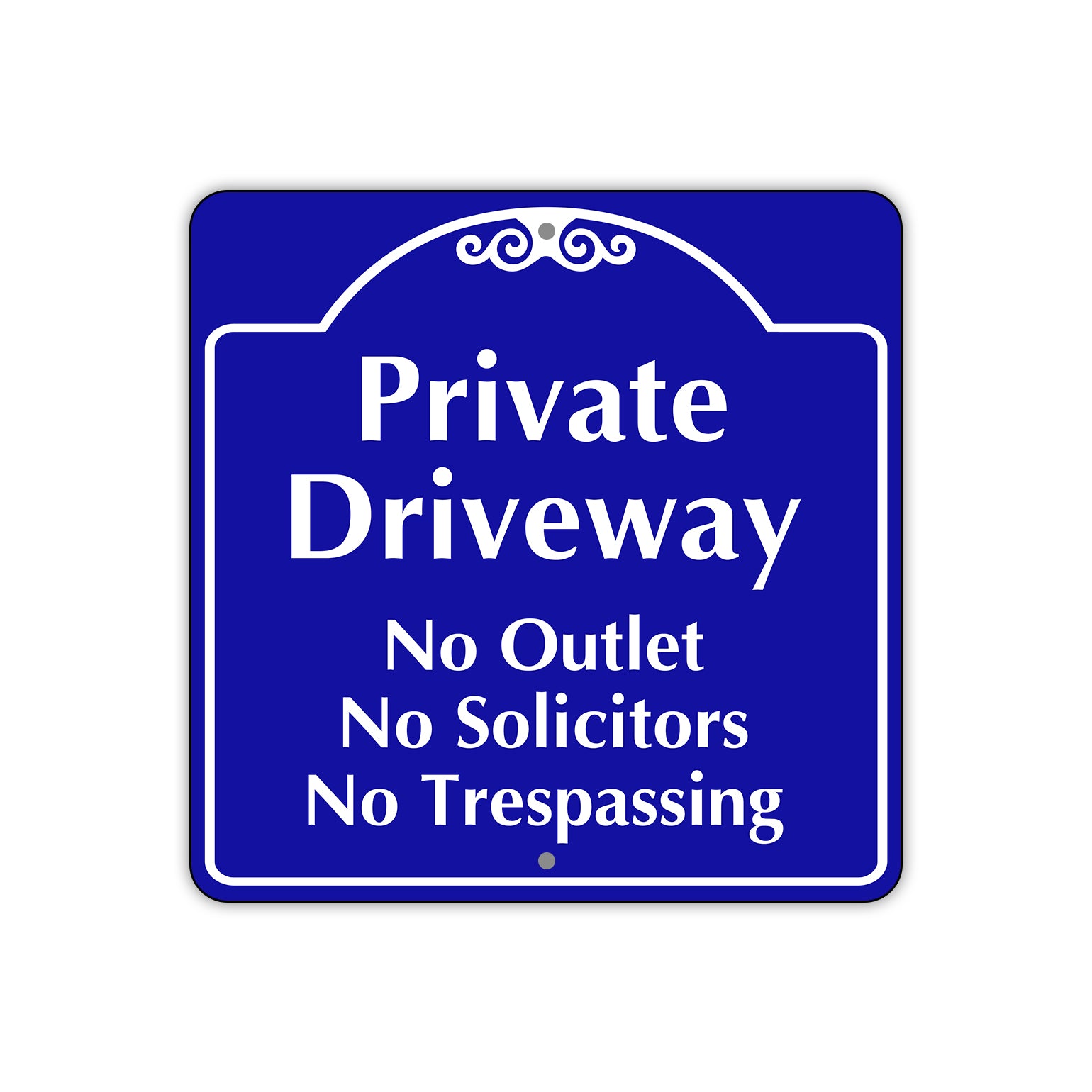 Private Driveway No Outlet No Solicitors No Trespassing Metal Sign Plate