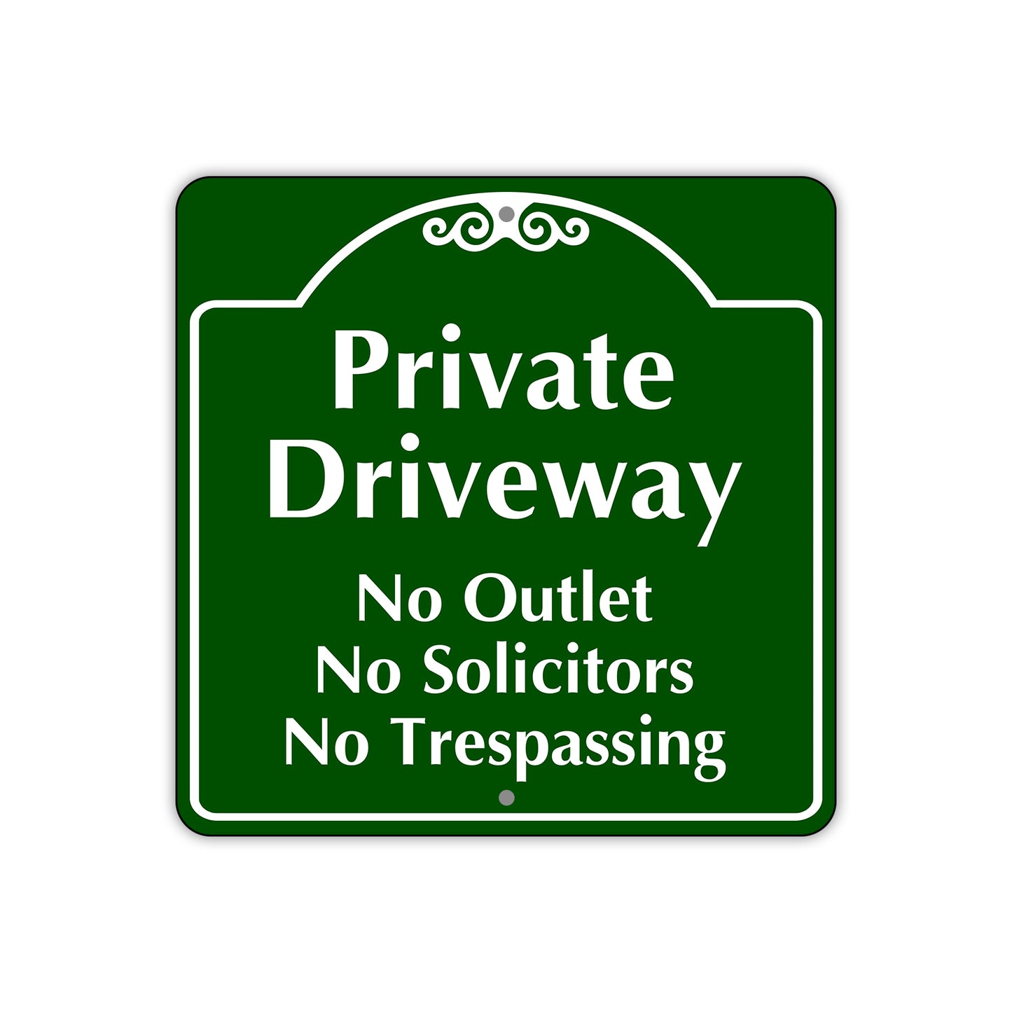 Private Driveway No Outlet No Solicitors No Trespassing Sign Plate