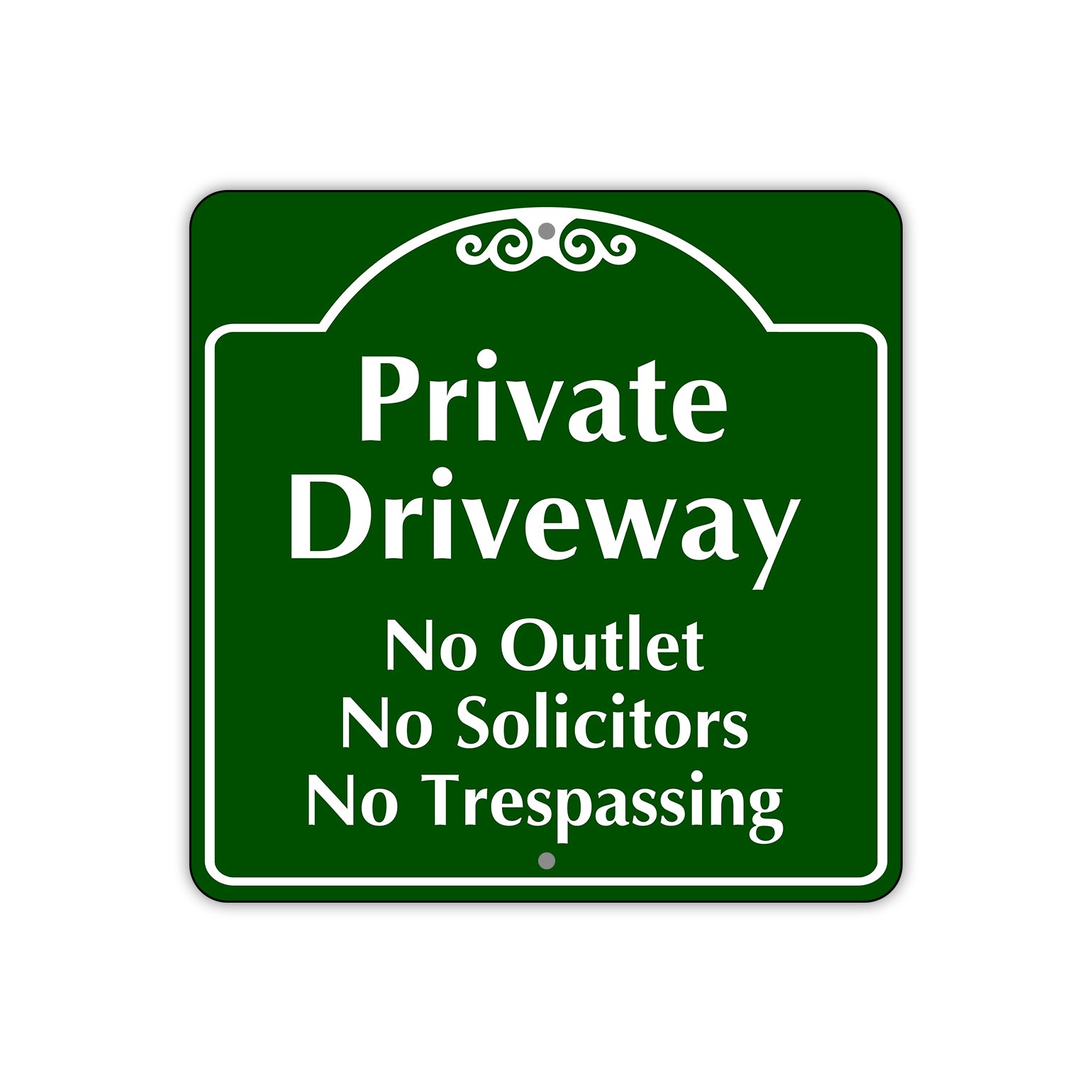 Private Driveway No Outlet No Solicitors No Trespassing Sign Plate