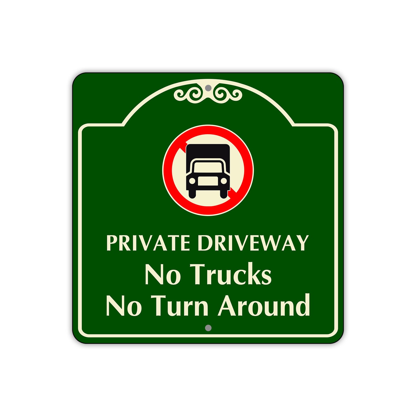 Private Driveway No Trucks No Turn Around Square Sign