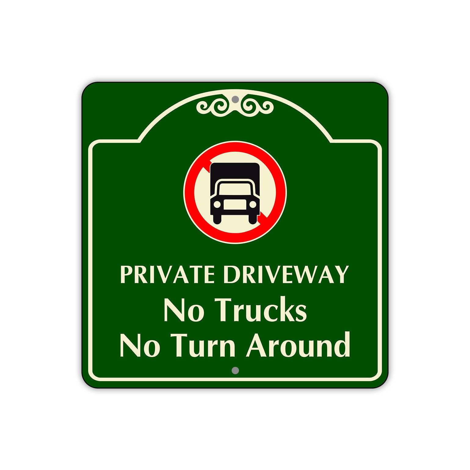 Private Driveway No Trucks No Turn Around Square Sign