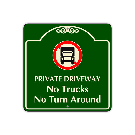 Private Driveway No Trucks No Turn Around Square Sign