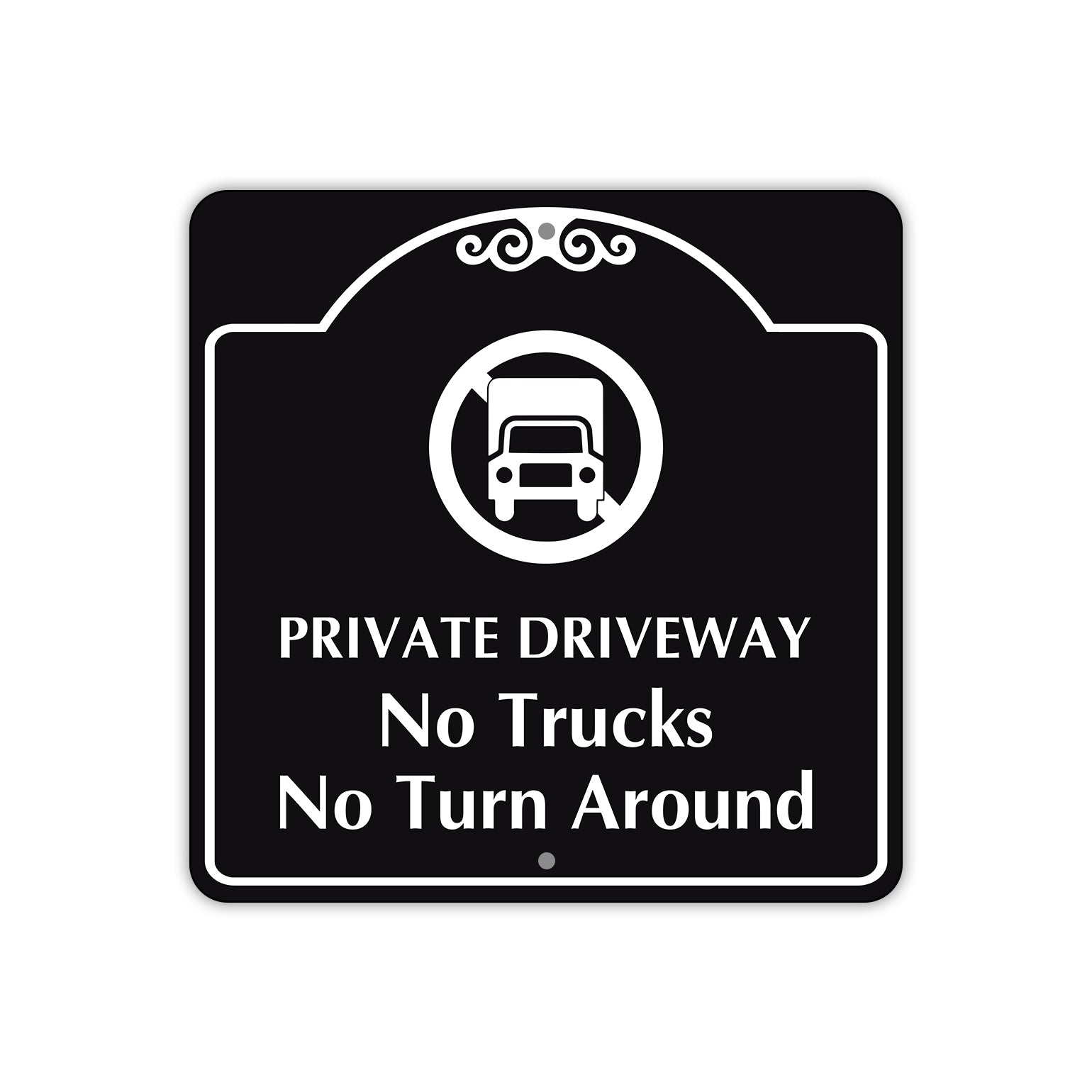 Private Driveway No Trucks No Turns Around Metal Sign  