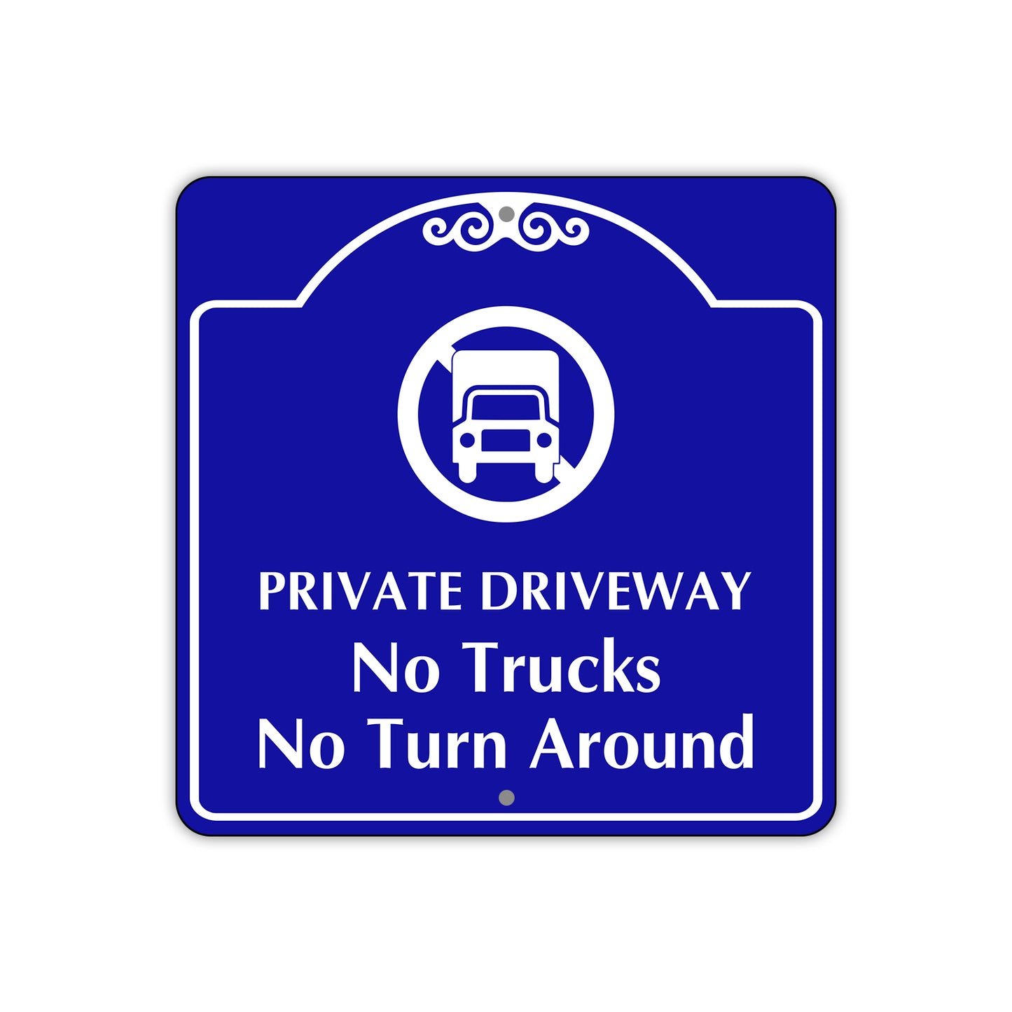 Private Driveway No Trucks No Turns Around Metal Sign Plate