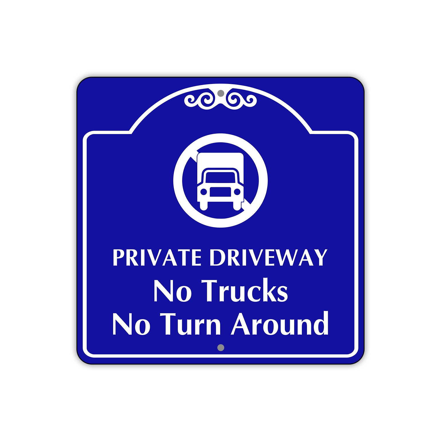 Private Driveway No Trucks No Turns Around Metal Sign Plate