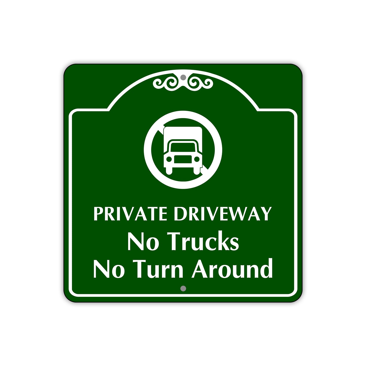 Private Driveway No Trucks No Turns Around Sign Plate
