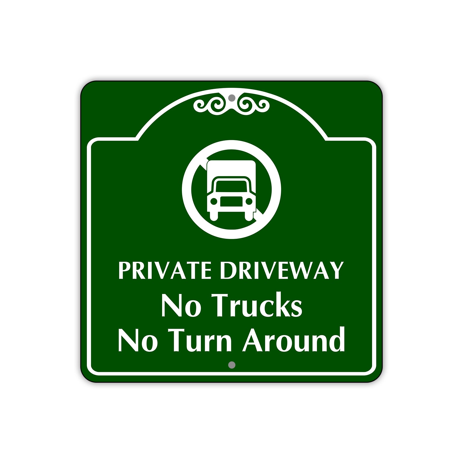 Private Driveway No Trucks No Turns Around Sign Plate