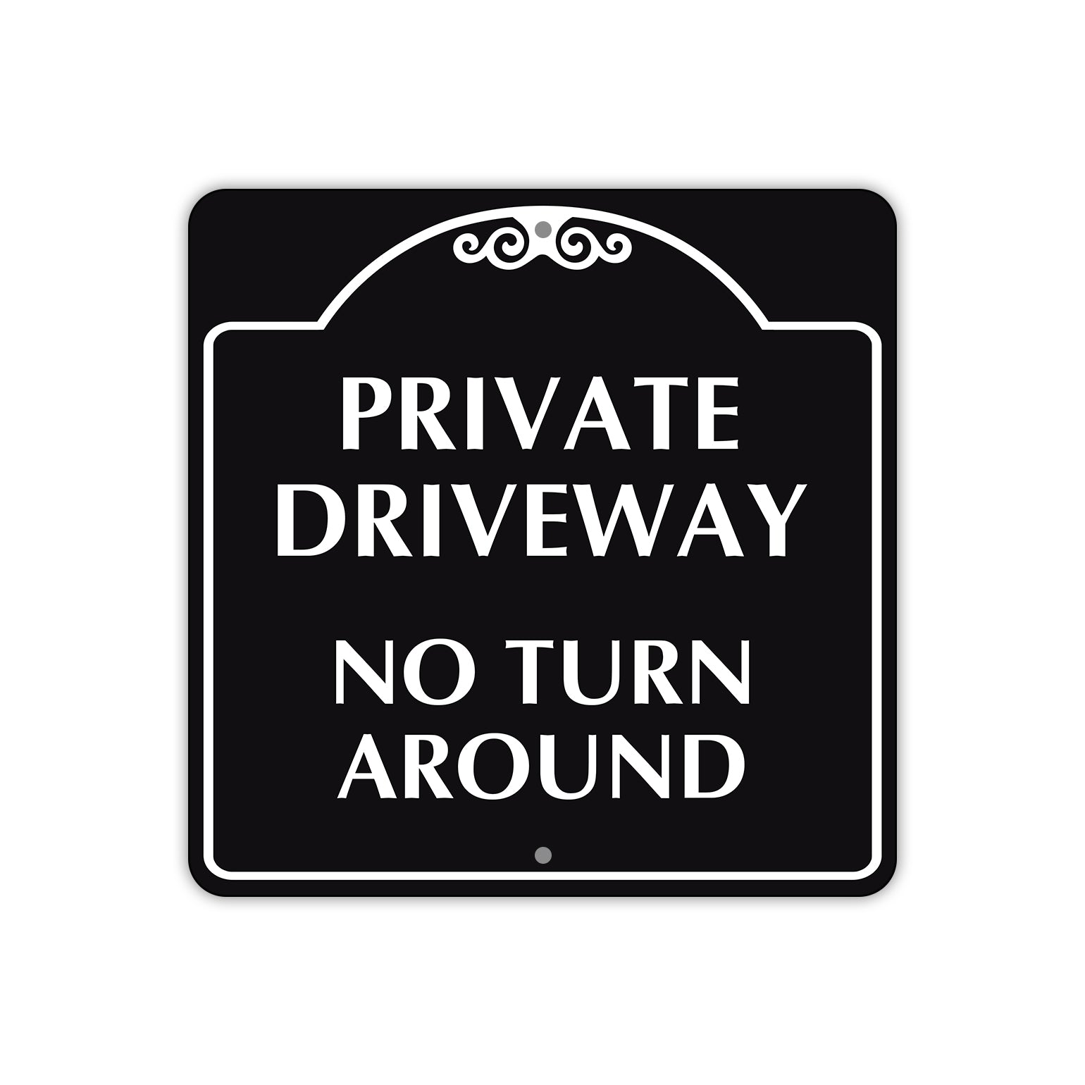 Private Driveway No Turn Around Square Metal Sign 