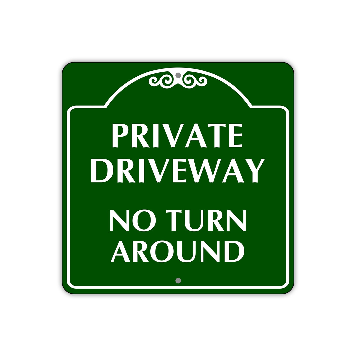 Private Driveway No Turn Around Square Sign Plate