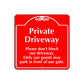 Private Driveway Please Don't Block Our Driveway Square Sign