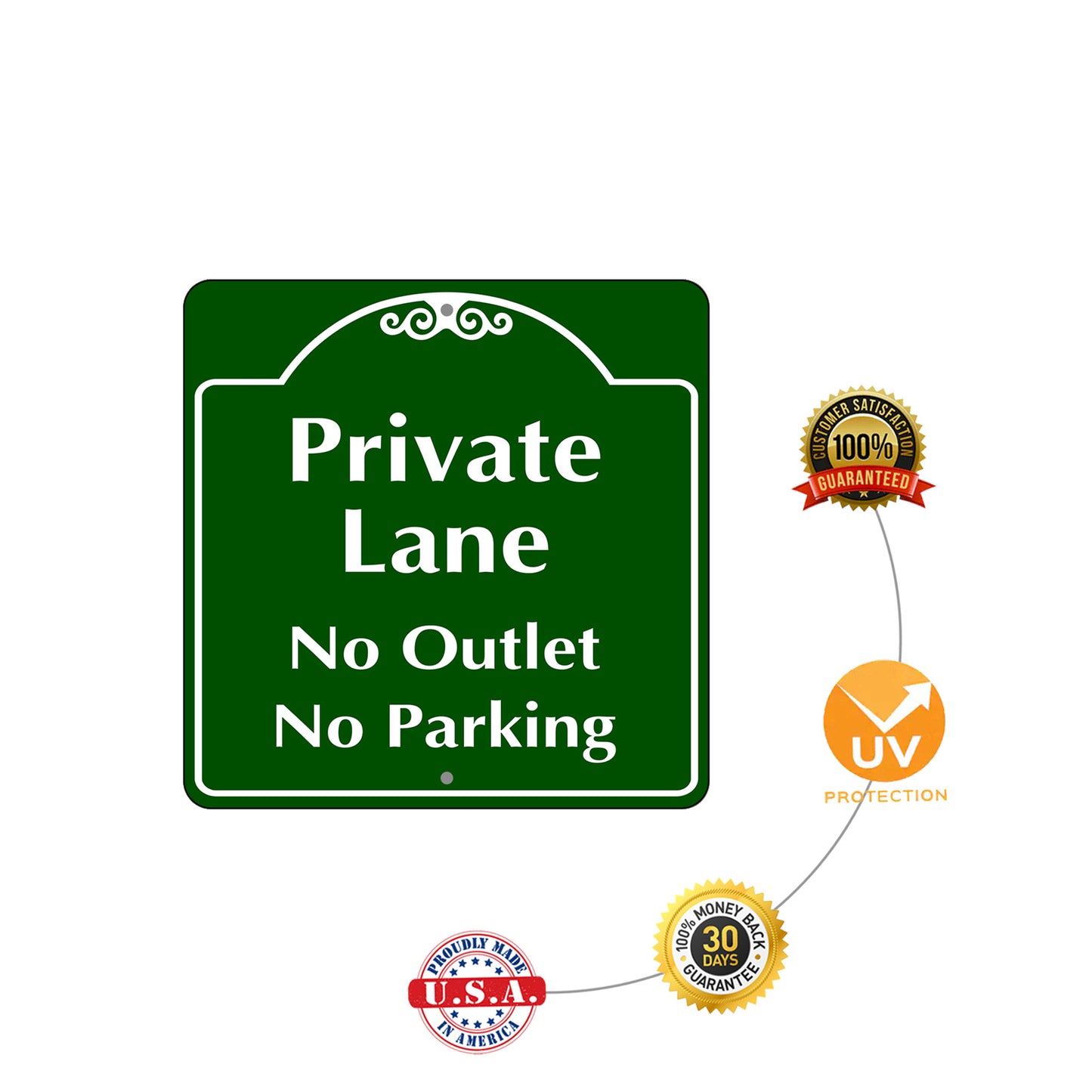 Private Lane No Outlet No Parking Metal Sign Protection