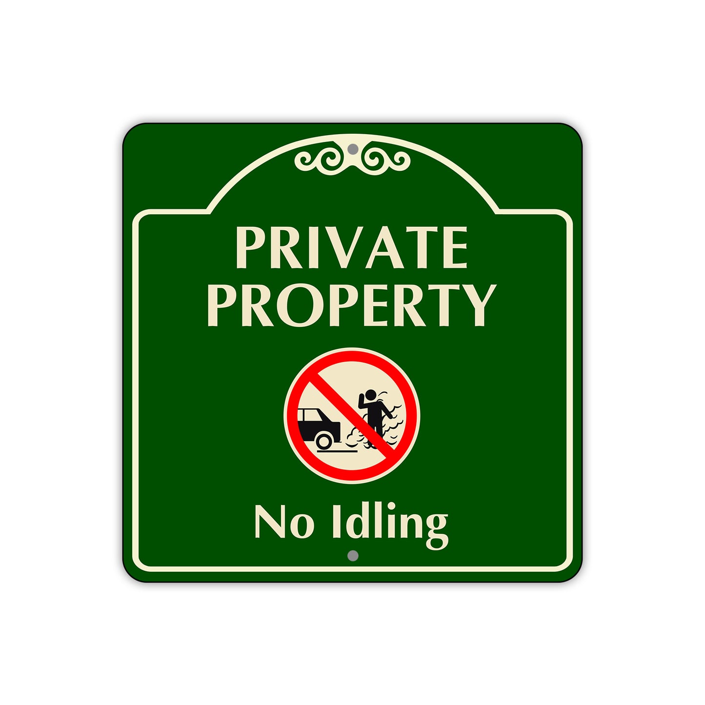 Private Property No Idling Sign
