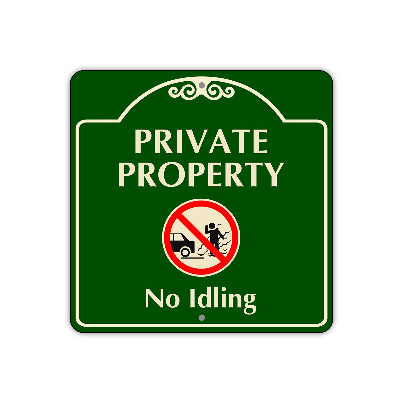 Private Property No Idling Sign