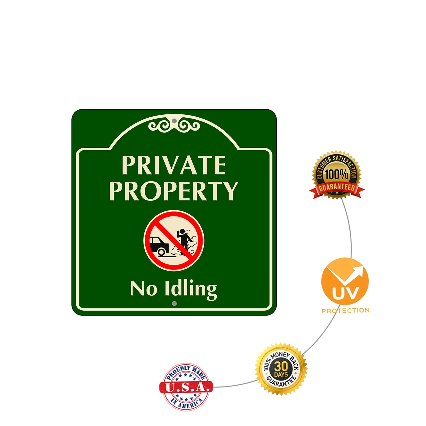 Private Property No Idling Sign protection
