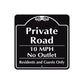 Private Road 10 MPH No Outlet Metal Sign