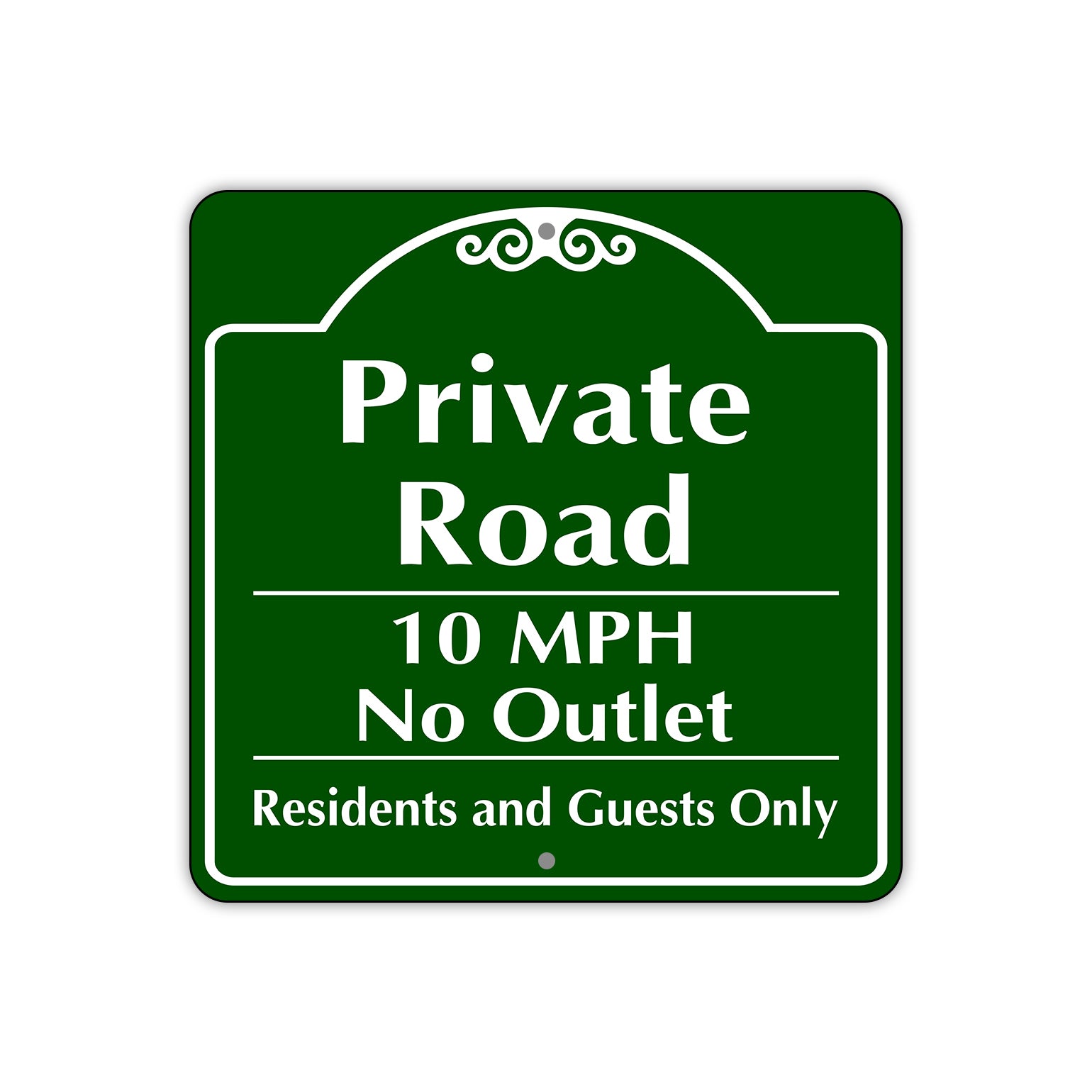 Private Road 10 MPH No Outlet Sign Plate