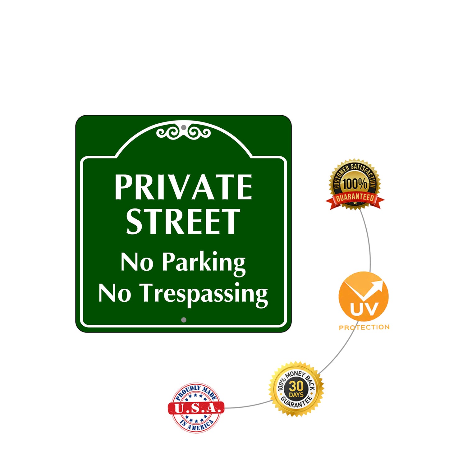 Private Street No Parking No Trespassing Metal Sign Plate Protection