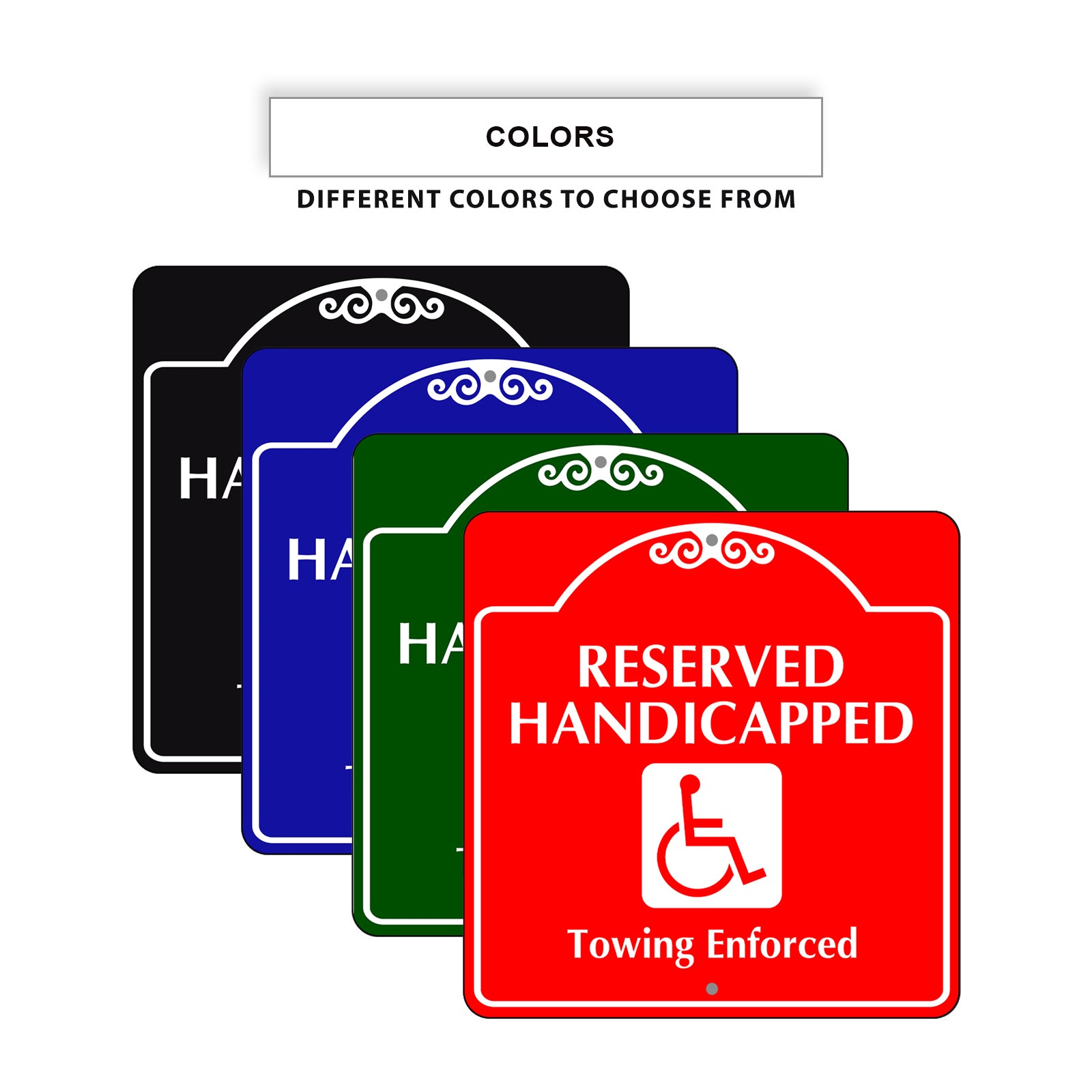 Reserved Handicapped Towing Enforced Square Colour Signs