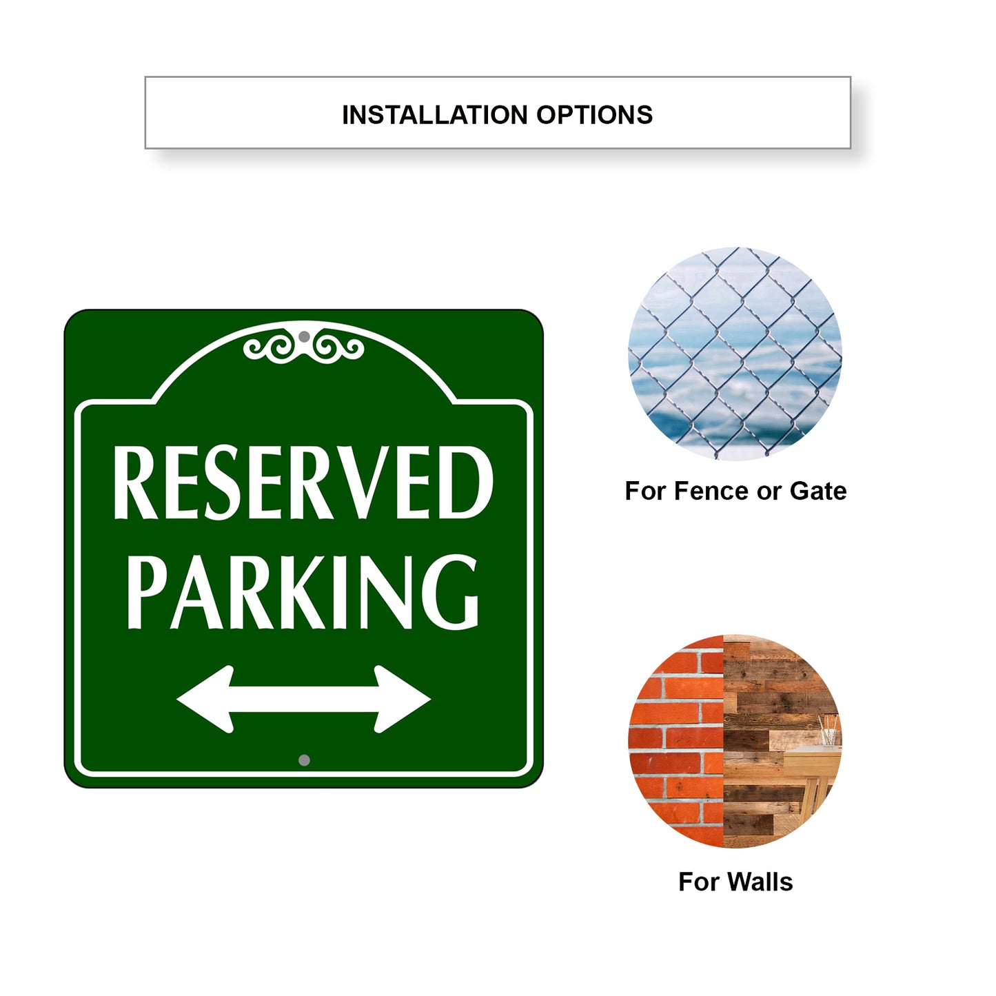 Reserved Parking Both Side Square Metal Sign Installation Options