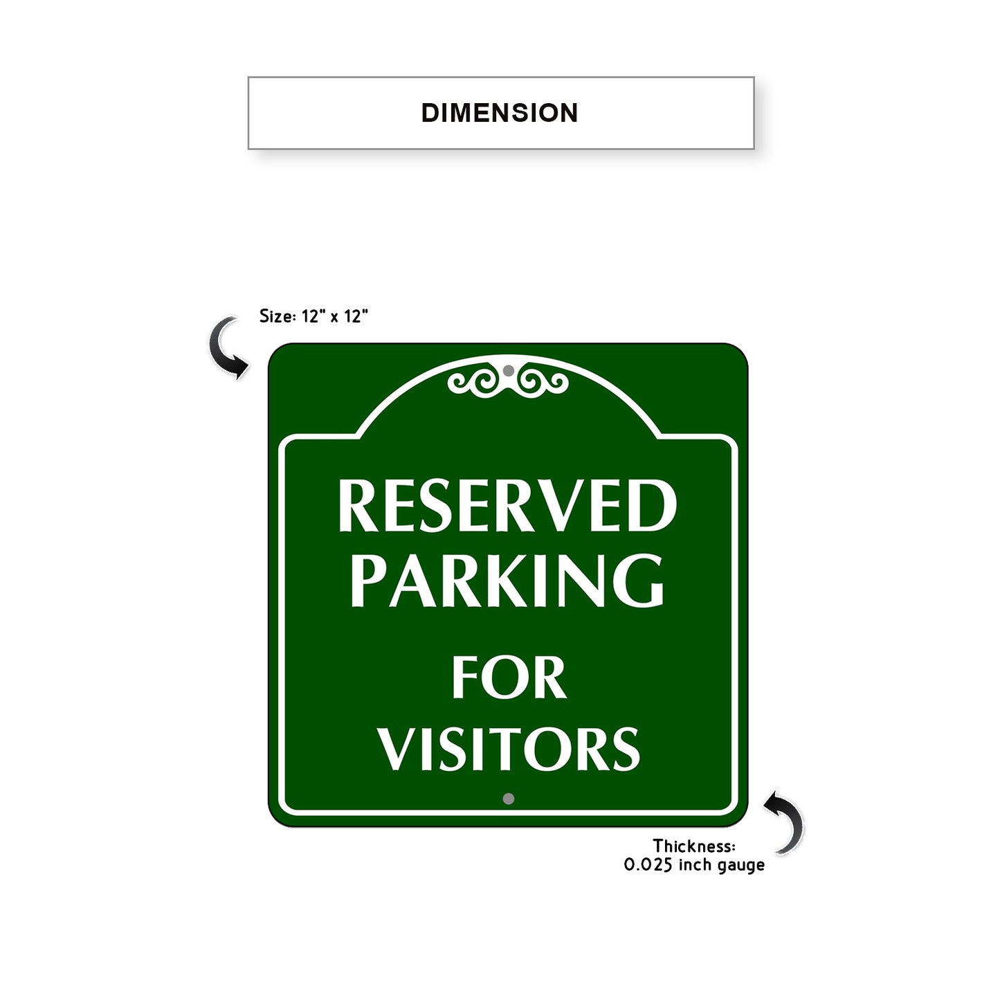 Reserved Parking For Visitors Square Metal Sign Dimension